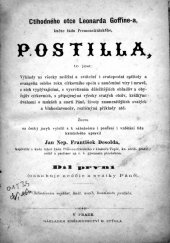 kniha Ctihodného otce Leonarda Goffine-a, kněze řádu Premonstrátského, Postilla, to jest:, Výklady na všecky nedělní a sváteční i svatopostní epištoly a evangelia celého roku církevního ... 1. díl, Bedřich Stýblo 1875