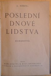 kniha Poslední dnové lidstva romanetto, B. Kočí 1926