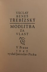 kniha Modlitba za vlast, Jaroslav Picka 1945