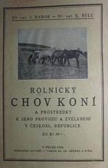 kniha Rolnický chov koní a prostředky k jeho provozu a zvelebení v ČSR, Alois Neubert 1925