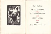 kniha Tři balady o válce, Ferdiš Duša 1934