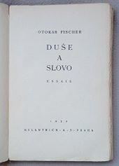 kniha Duše a slovo essaie, Melantrich 1929