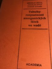 kniha Tabulky rozpustnosti anorganických látek ve vodě, Academia 1979