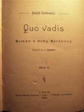 kniha Quo Vadis  Román z doby Neronovy díl I. a II., E. Beaufort 1898