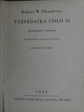 kniha Vyzvědačka číslo 13 špionážní román, Sfinx, Bohumil Janda 1935