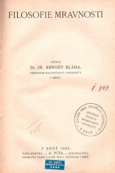 kniha Filosofie mravnosti, A. Píša 1922