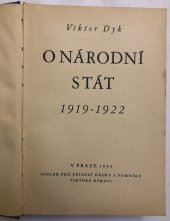 kniha O národní stát 1919-1922, Spolek pro zřízení desky a pomníku Viktoru Dykovi 1933