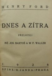 kniha Dnes a zítra, Sfinx, Bohumil Janda 1926