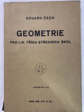 kniha Geometrie pro I.-III. třídu středních škol = [Geometrie für die I.-III. Klasse der Mittelschulen], Jednota českých matematiků a fysiků 1943