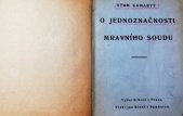 kniha O jednoznačnosti mravního soudu, B. Kočí 1926