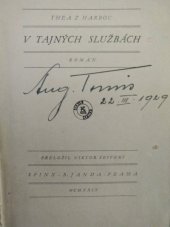 kniha V tajných službách román, Sfinx, Bohumil Janda 1929