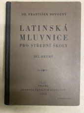 kniha Latinská mluvnice pro střední školy. Díl druhý, Jednota českých filologů 1938