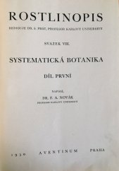 kniha Systematická botanika. Díl první, Aventinum 1930