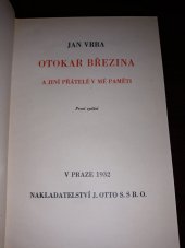 kniha Otokar Březina a jiní přátelé v mé paměti, J. Otto 1932
