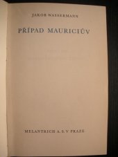 kniha Případ Mauriciův = [Der Fall Maurizius], Melantrich 1934