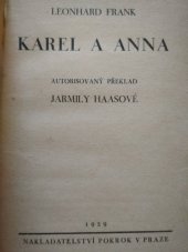 kniha Karel a Anna, Pokrok 1929