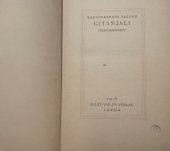 kniha GITANJALI Sangesopfer, Kurt Wolff Verlag 1918