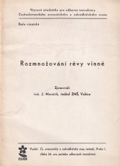 kniha Rozmnožování révy vinné, Čs. ovocnářský a zahrádkářský svaz 1964