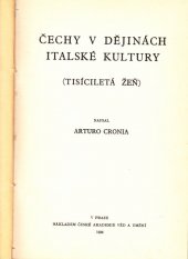 kniha Čechy v dějinách italské kultury (tisíciletá žeň), Česká akademie věd a umění 1936