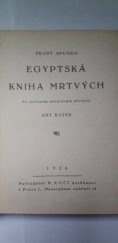 kniha Egyptská Kniha mrtvých, B. Kočí 1926