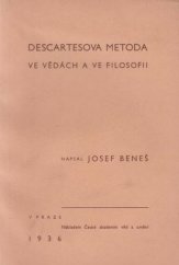 kniha Descartesova metoda ve vědách a ve filosofii, Česká akademie věd a umění 1936
