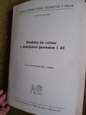 kniha Předlohy ke cvičení z deskriptivní geometrie určeno pro posl. fak. stavební, ČVUT 1981