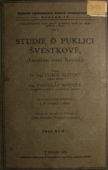 kniha Studie o puklici švestkové [Lecianium corni Bouché], Ministerstvo zemědělství 1926