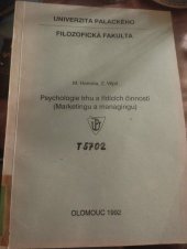 kniha Psychologie trhu a řídících činností (marketingu a managingu), Rektorát Univerzity Palackého 1992