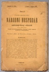 kniha Česko - moravský národní hospodář samosprávný věstník - ročník X. ( VII. ), Ant.Kindla 1890