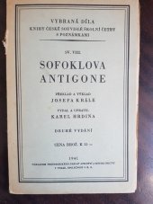 kniha Sofoklova Antigone, Profesorské nakladatelství a knihkupectví 1941