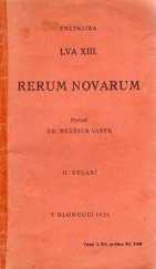 kniha Encyklika Lva XIII. Rerum novarum o dělnické otázce, Lidové knihkupectví 1935
