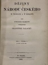 kniha Dějiny národu českého w Čechách a w Morawě. Dílu I částka 2 Od roku 1125 do 1253, Bedřich Tempský 1862