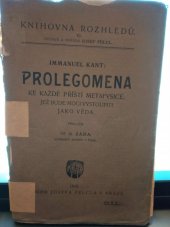 kniha Prolegomena ke každé příští metafysice, jež bude moci vystoupiti jako věda, Josef Pelcl 1916