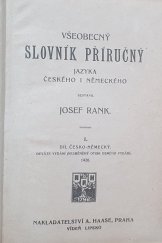 kniha Všeobecný slovník příruční jazyka českého i německého 2. - německo-český, Haase 1920