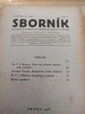kniha Sborník Jednoty starých českých rodů v Praze, Jiránek 1938