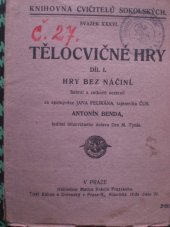 kniha Tělocvičné hry. Díl I, - Hry bez náčiní, Matice Sokola pražského 1921