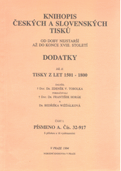 kniha Knihopis českých a slovenských tisků od doby nejstarší až do konce XVIII. století 2. - Tisky z let 1501-1800 - část I.; písmeno A, Národní knihovna v Praze 1994