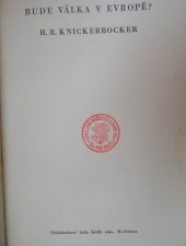 kniha Bude válka v Evropě?, Julia Kittla nást. 1934