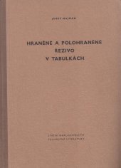 kniha Hraněné a polohraněné řezivo v tabulkách Určeno pro plánovače, fakturisty, výrobní mistry pilařských a staveb. závodů, SNTL 1953
