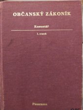 kniha Občanský zákoník Díl 1., - Zásady, § 1 až 221 - Komentář., Panorama 1987