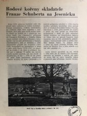 kniha Rodové kořeny skladatele Franze Schuberta na Jesenicku, Vlastivědný ústav v Šumperku 1978