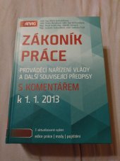 kniha Zákoník práce prováděcí nařízení vlády a další související předpisy : s komentářem k 1.1.2013, Anag 