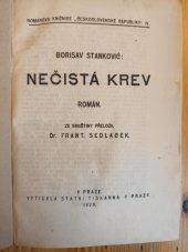 kniha Nečistá krev Rom., Státní tiskárna 1920