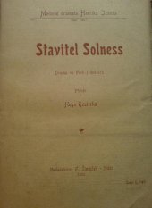 kniha Stavitel Solness drama ve třech jedníních, F. Šimáček 1905