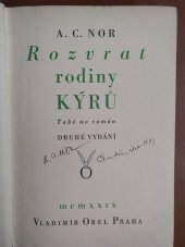 kniha Rozvrat rodiny Kýrů také ne román : [historie jednoho rodu], Vladimír Orel 1929