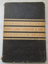 kniha Svět jako vědomí a nic, Štorch-Marien 1928