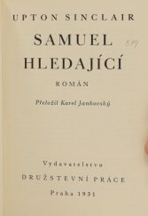 kniha Samuel hledající = [Samuel the seeker] : román, Družstevní práce 1931
