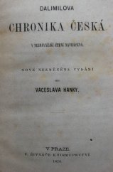 kniha Dalimilova Chronika česká, František Řivnáč 1876