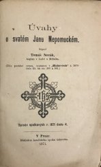kniha Úvahy o svatém Janu Nepomuckém, Nákladem katolického spolku tiskového 1871