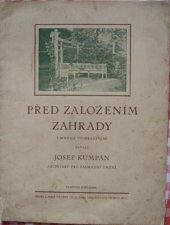 kniha Před založením zahrady, s.n. 1938